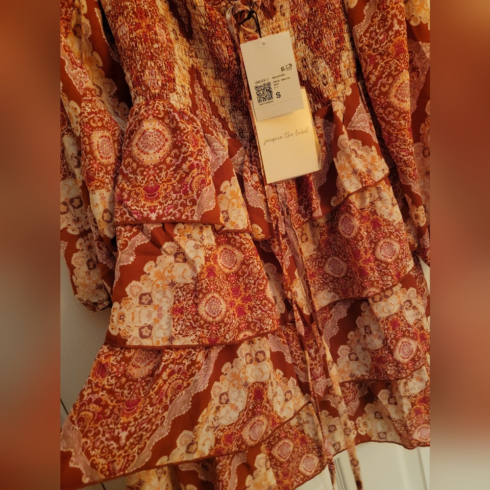 Forever 21 Jackie the Label off Shoulder Mini Dress Boho Size Small New … - Picture 6 of 8